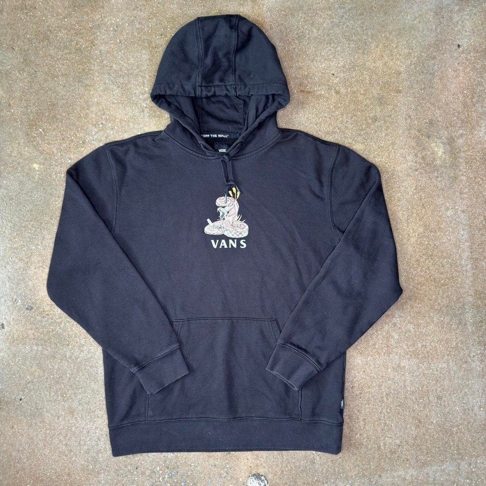 Vans Off The Wall Snake Graphic Hoodie Mens Large Black Skate Y2K